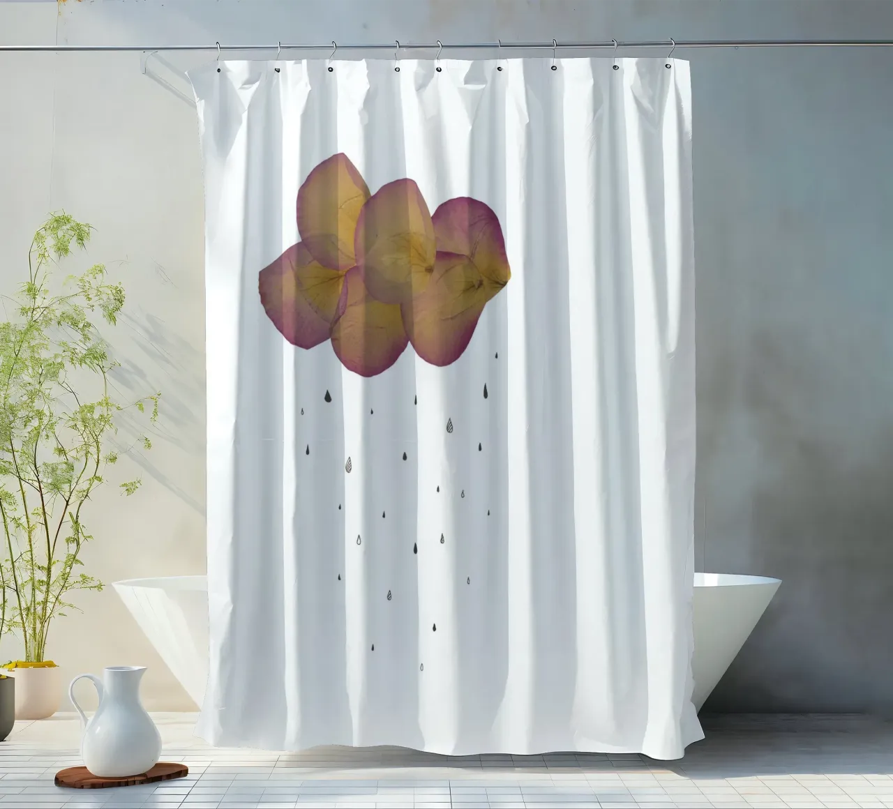 Leave - Cloud shower curtain by Mie Frey Damgaard
