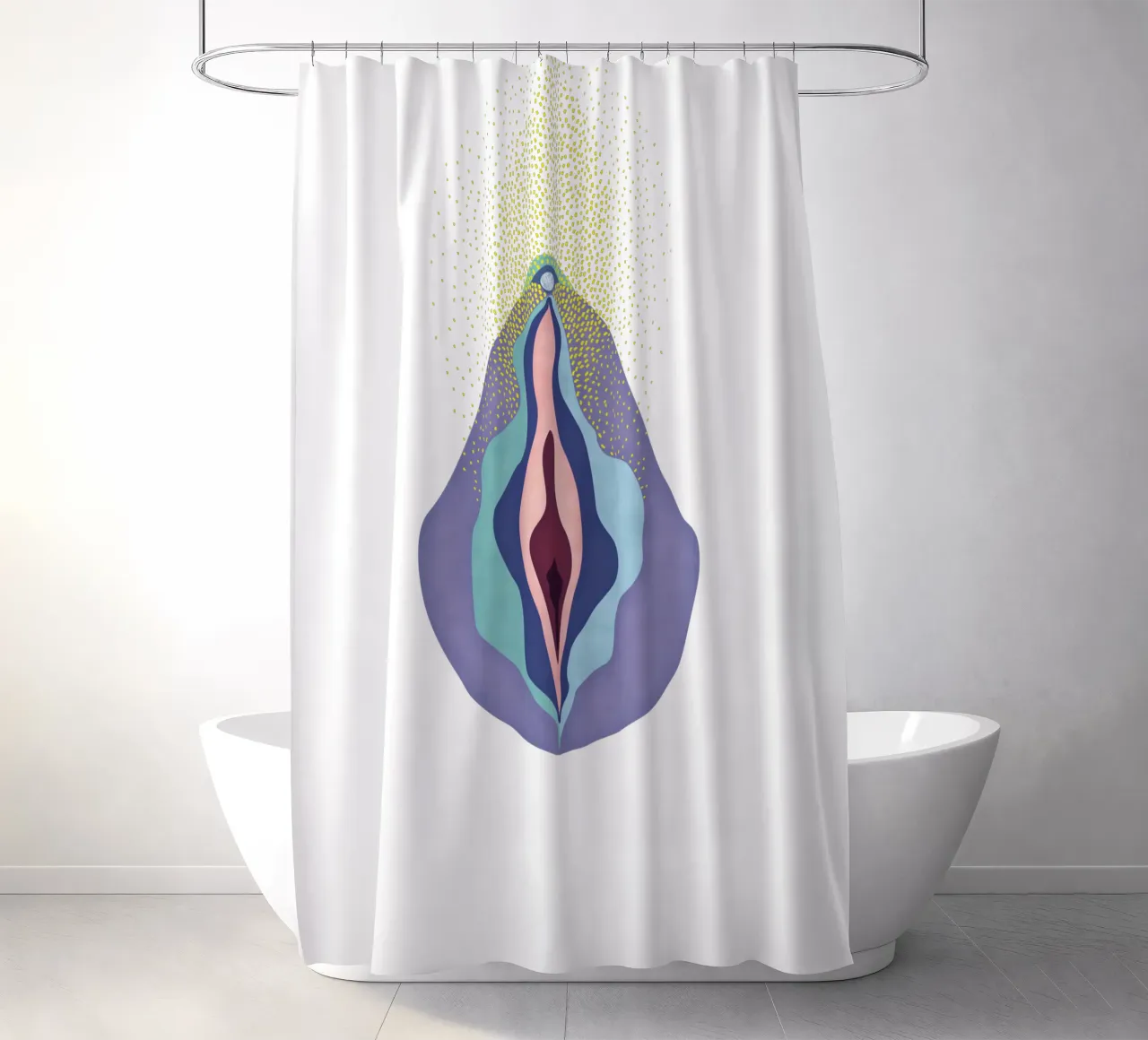 Purple flower shower curtain by Mie Frey Damgaard