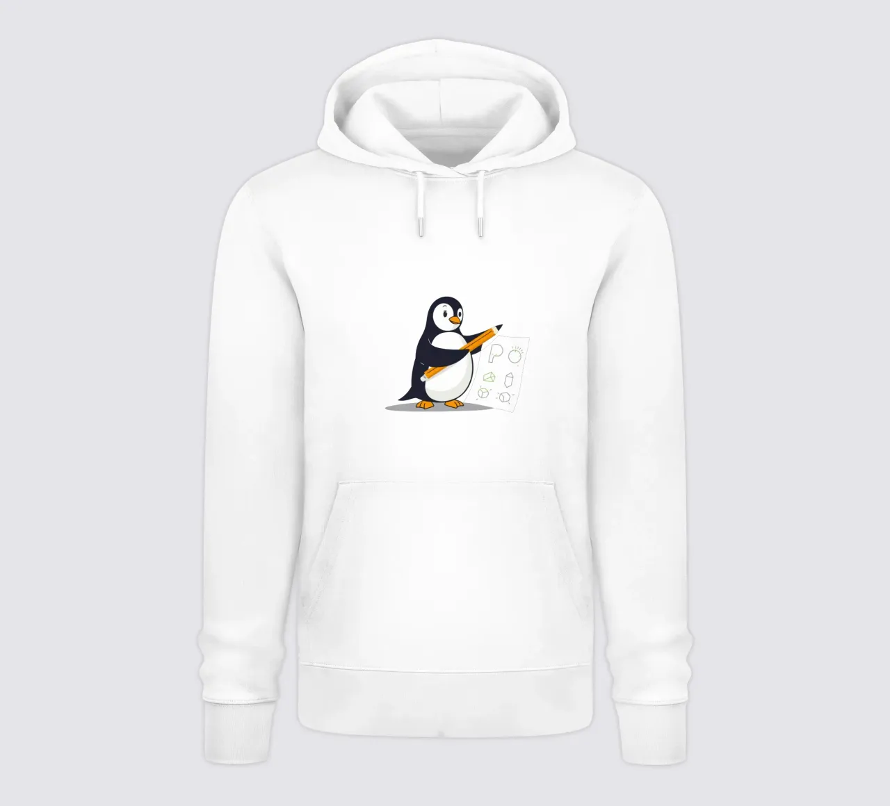 Un pinguino dei cartoni animati che disegna forme e lettere felpa con cappuccio da DesignDoodle