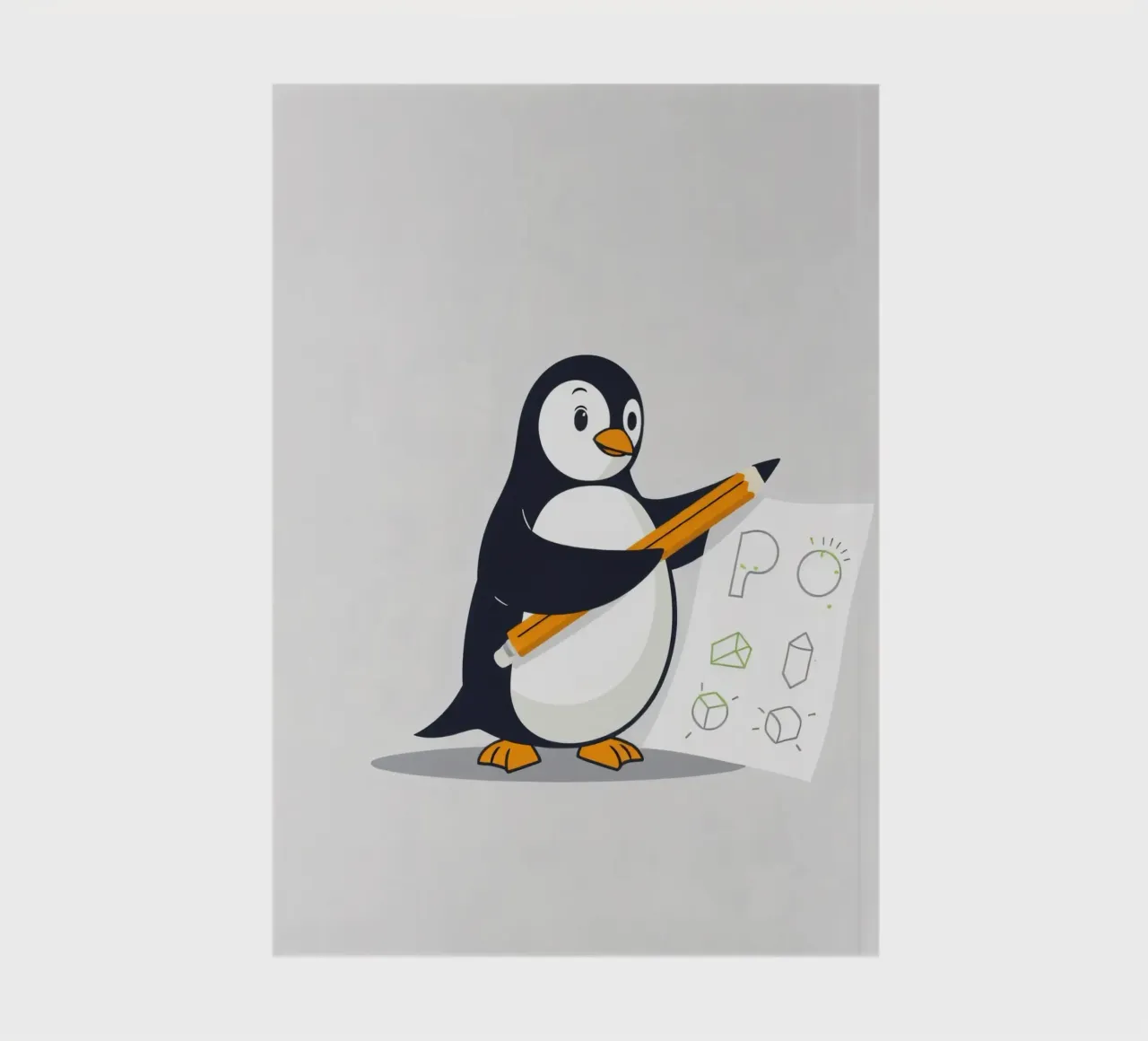 A cartoon penguin drawing shapes and letters notebook by DesignDoodle