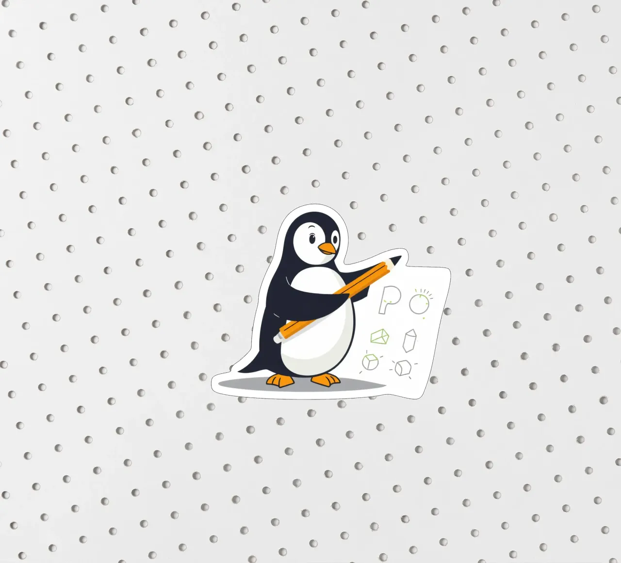 Ein Cartoon-Pinguin, der Formen und Buchstaben zeichnet Sticker von DesignDoodle