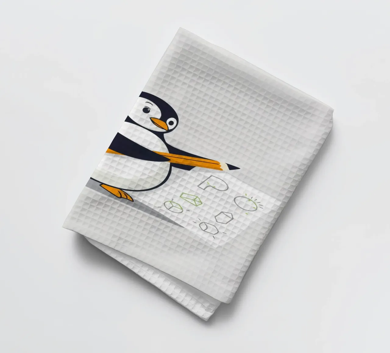 Un pingouin dessinant des formes et des lettres torchon de DesignDoodle
