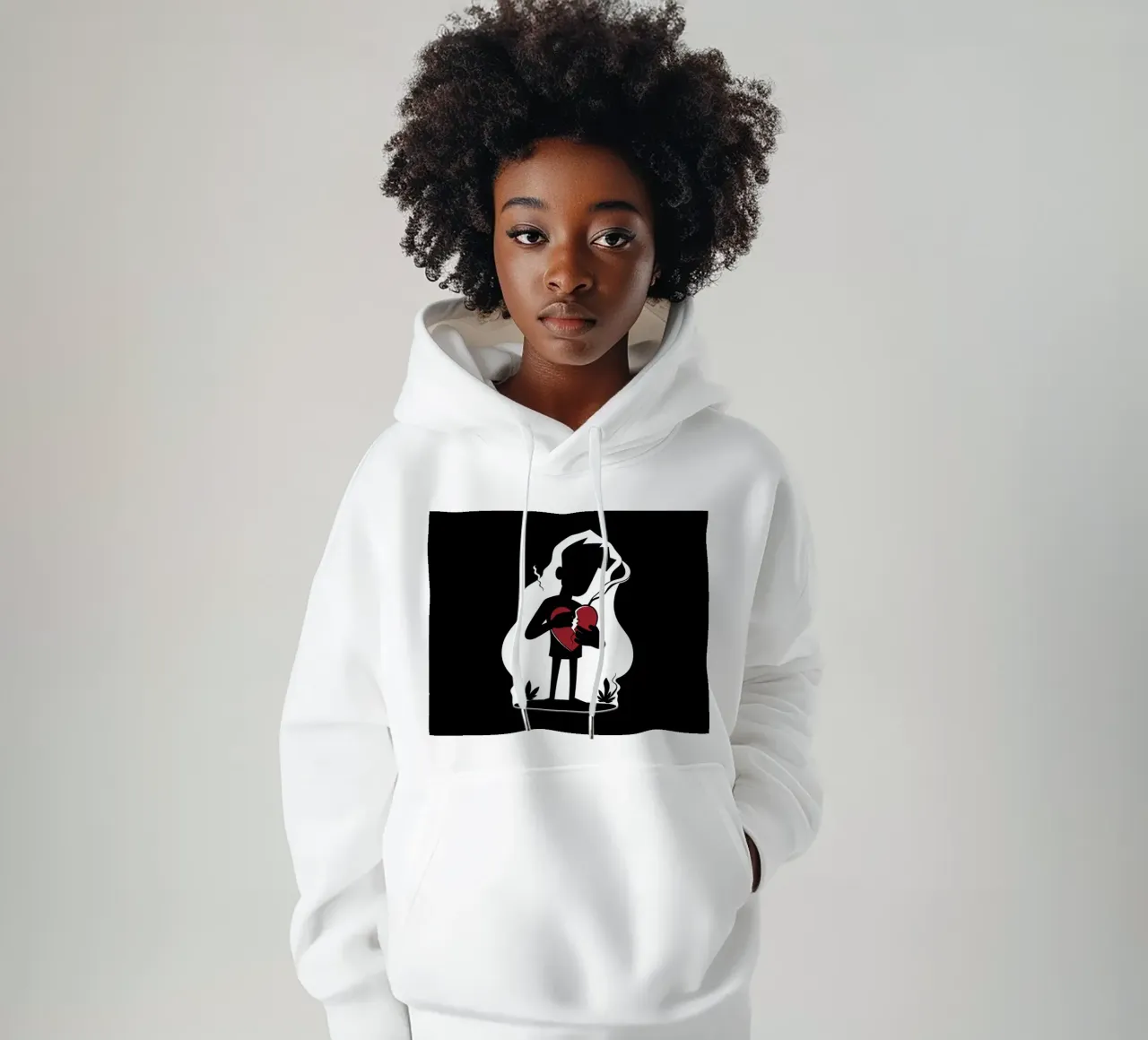 Una figura affranta tiene un cuore in frantumi felpa con cappuccio da DesignDoodle