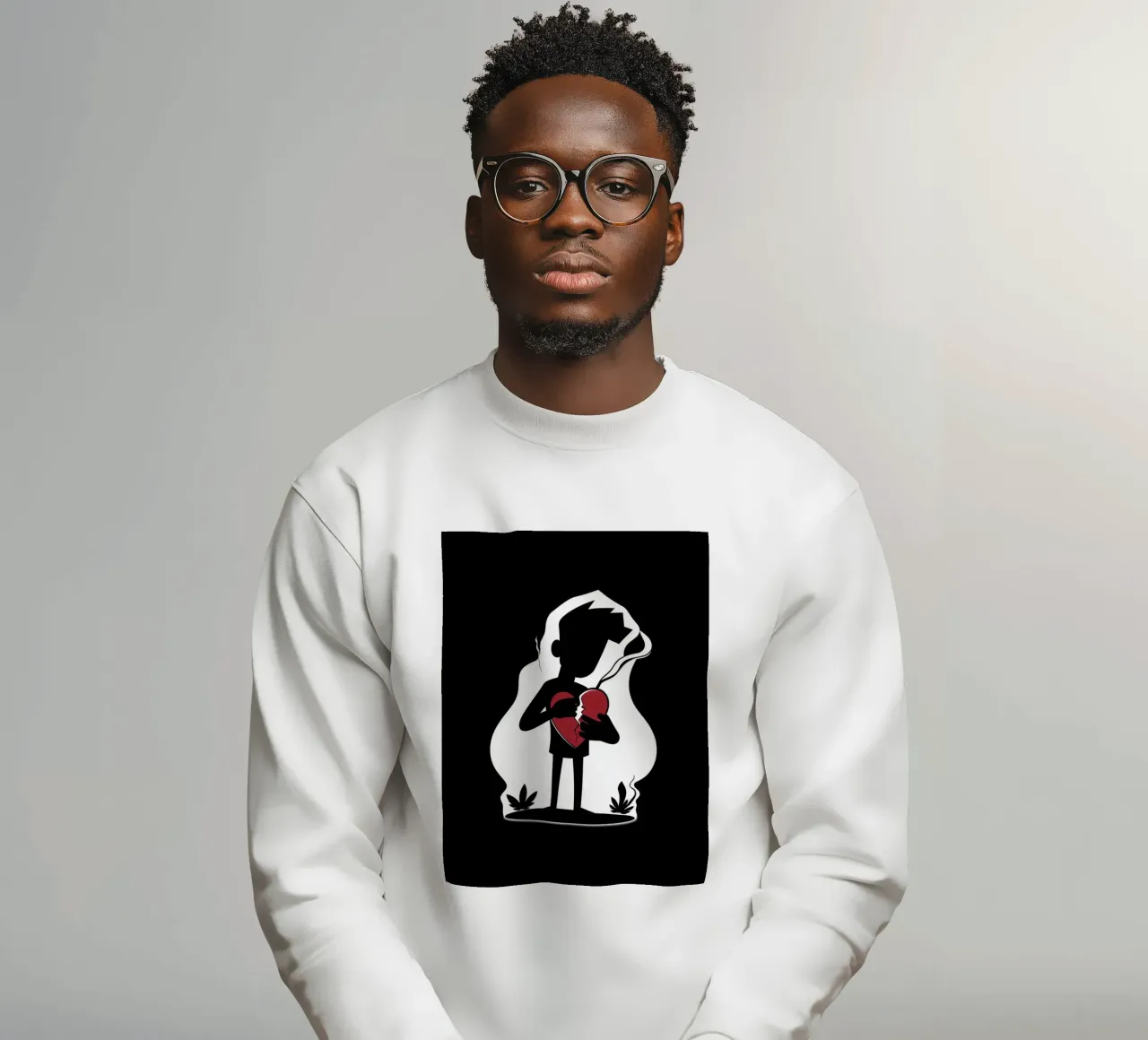 Una figura affranta tiene un cuore in frantumi felpa da DesignDoodle