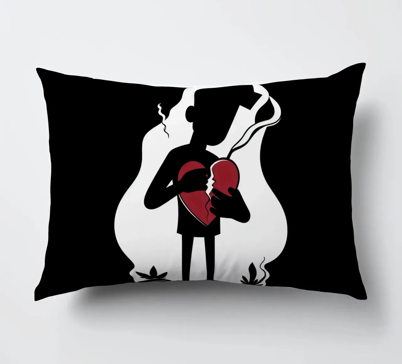 Una figura affranta tiene un cuore in frantumi cuscino da DesignDoodle