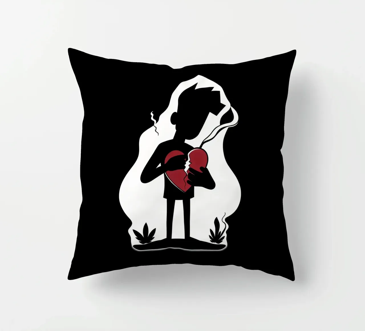 Una figura affranta tiene un cuore in frantumi cuscino da DesignDoodle