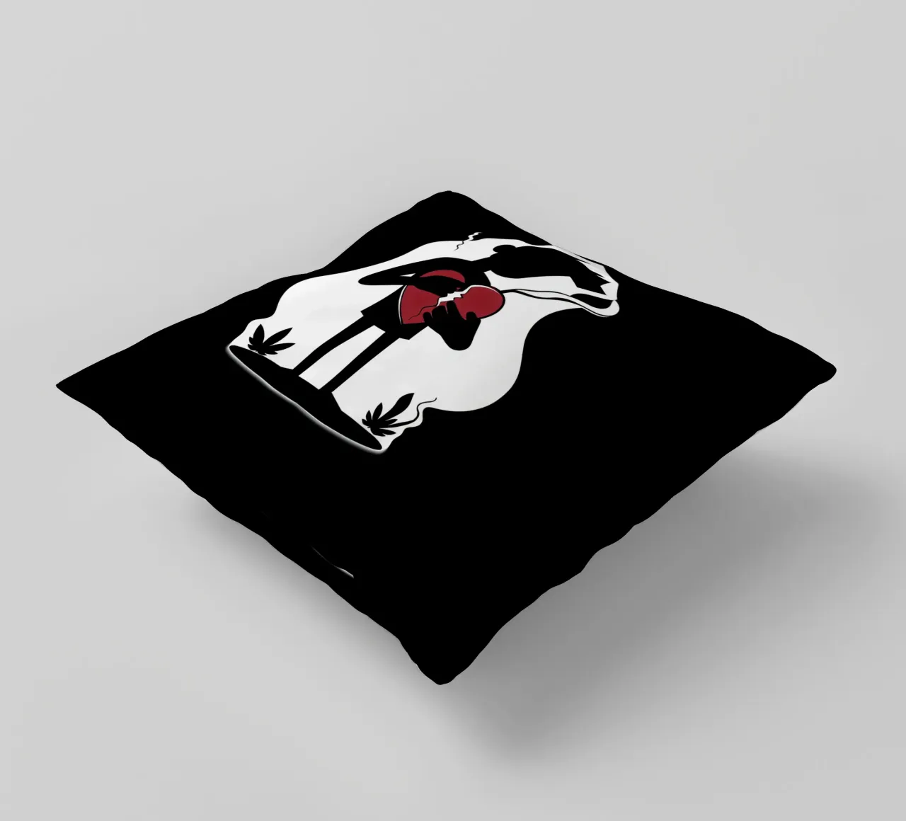Una figura affranta tiene un cuore in frantumi cuscino da DesignDoodle