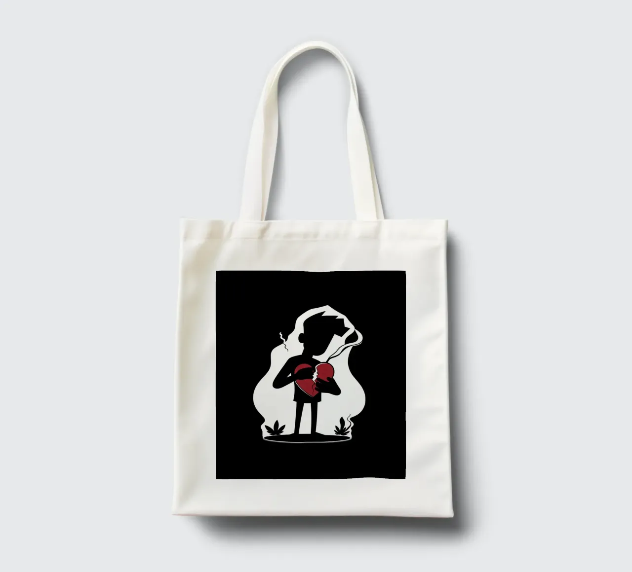 Una figura affranta tiene un cuore in frantumi borsa in juta da DesignDoodle