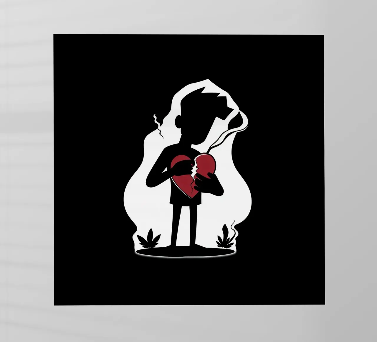 Una figura affranta tiene un cuore in frantumi pellicola backlit da DesignDoodle