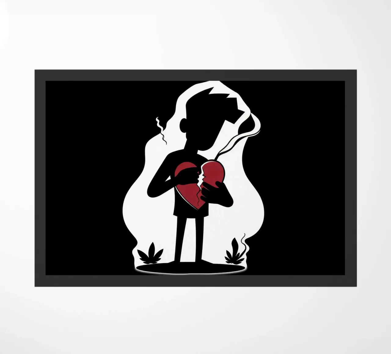 Una figura affranta tiene un cuore in frantumi zerbino da DesignDoodle