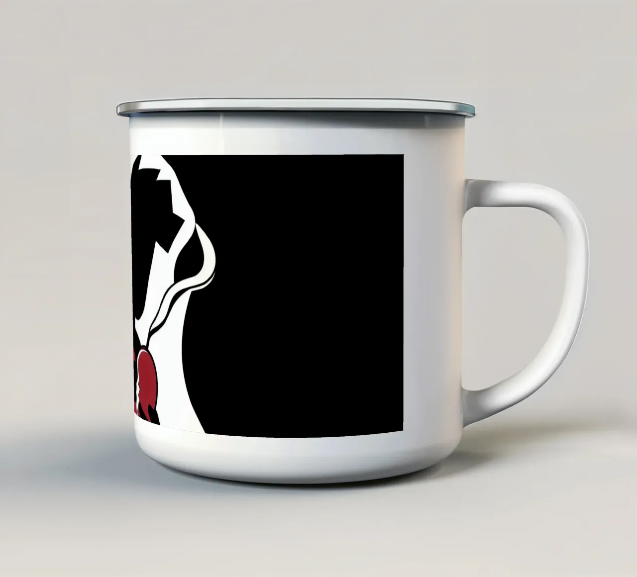 Una figura affranta tiene un cuore in frantumi tazza in smalto da DesignDoodle