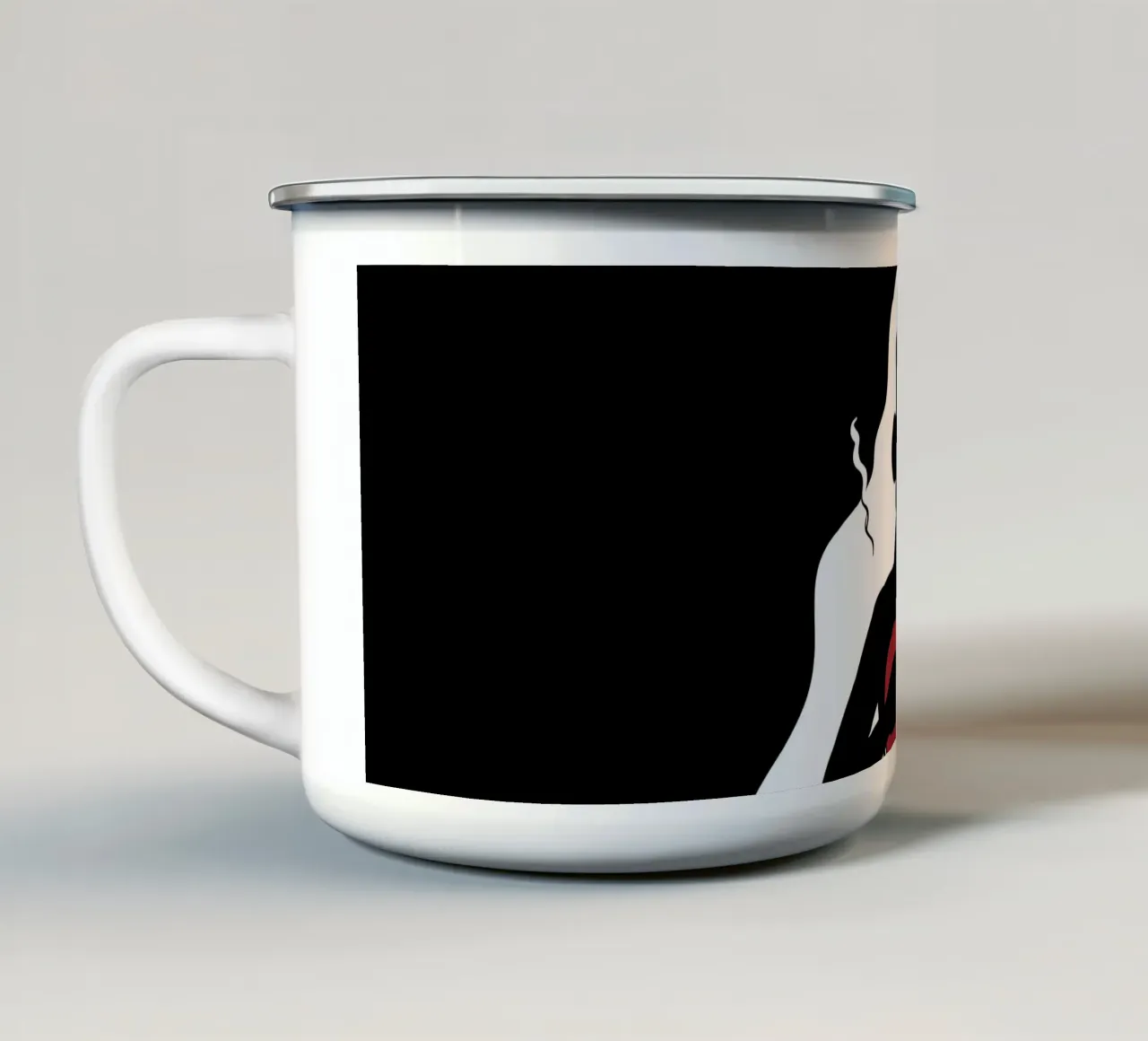 Una figura affranta tiene un cuore in frantumi tazza in smalto da DesignDoodle
