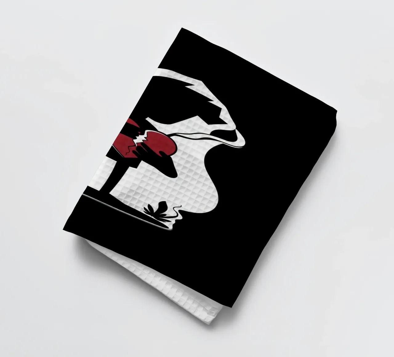 Una figura affranta tiene un cuore in frantumi canovaccio da cucina da DesignDoodle