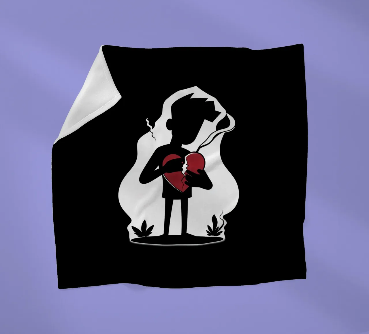 Una figura affranta tiene un cuore in frantumi coperta in pile da DesignDoodle