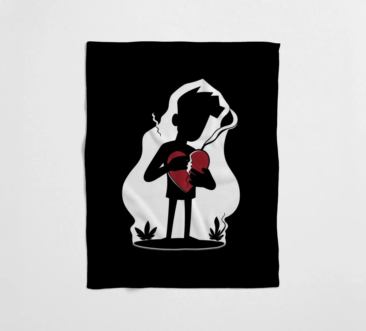 Una figura affranta tiene un cuore in frantumi coperta in pile da DesignDoodle