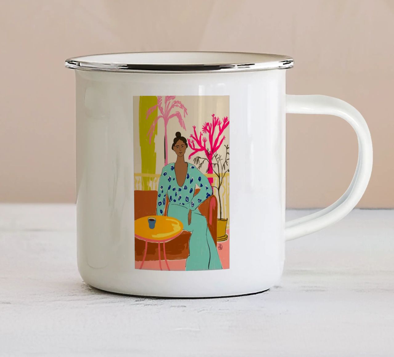 COLOURFUL TRANQUILITY tazza in smalto da Sandra Poliakov