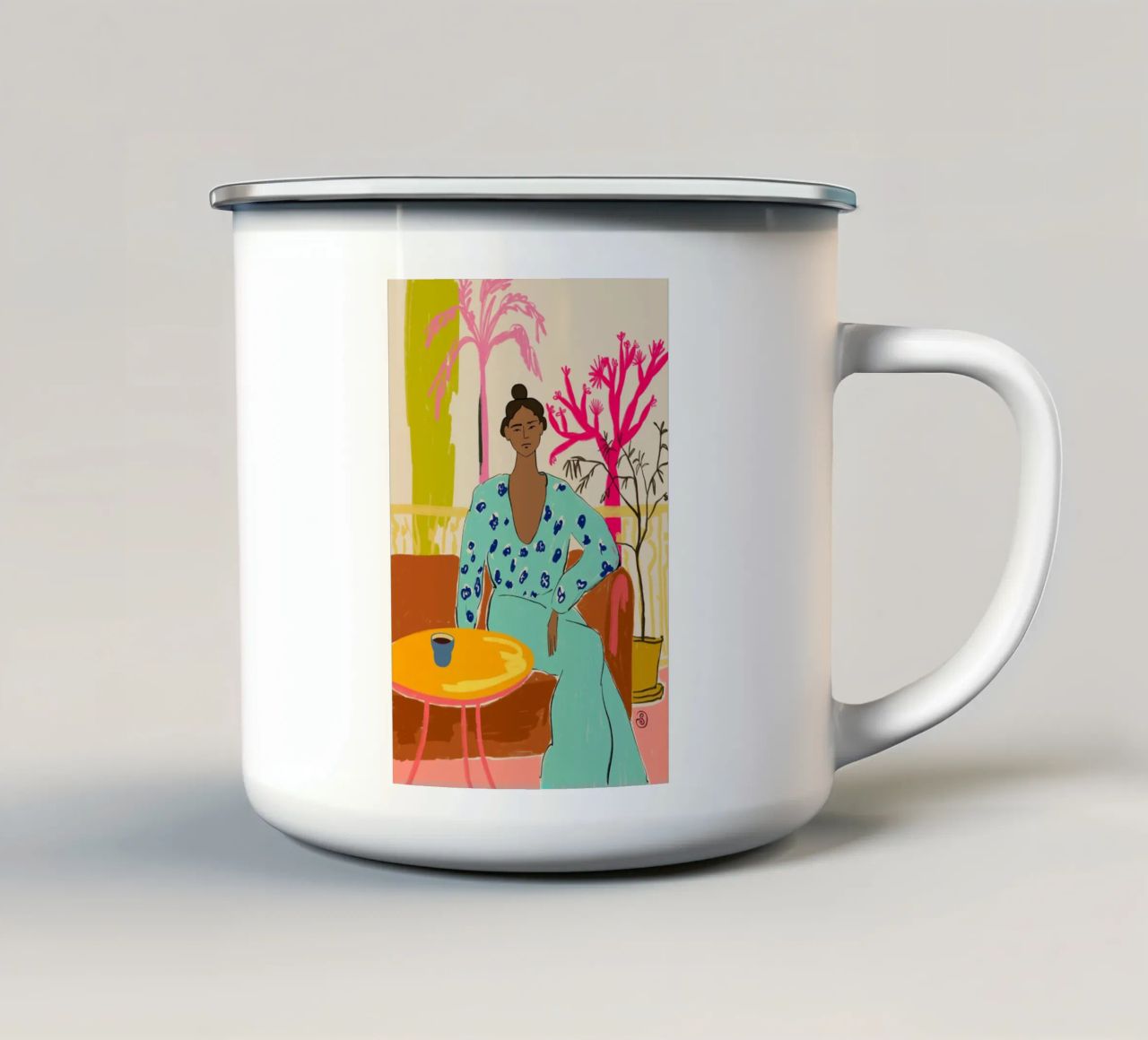 COLOURFUL TRANQUILITY tazza in smalto da Sandra Poliakov