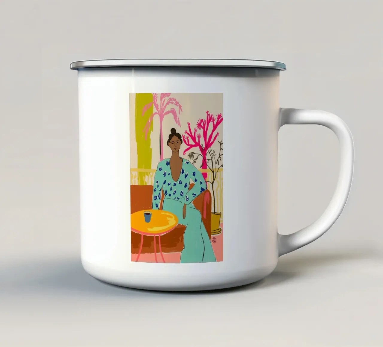 COLOURFUL TRANQUILITY emaille mok van Sandra Poliakov
