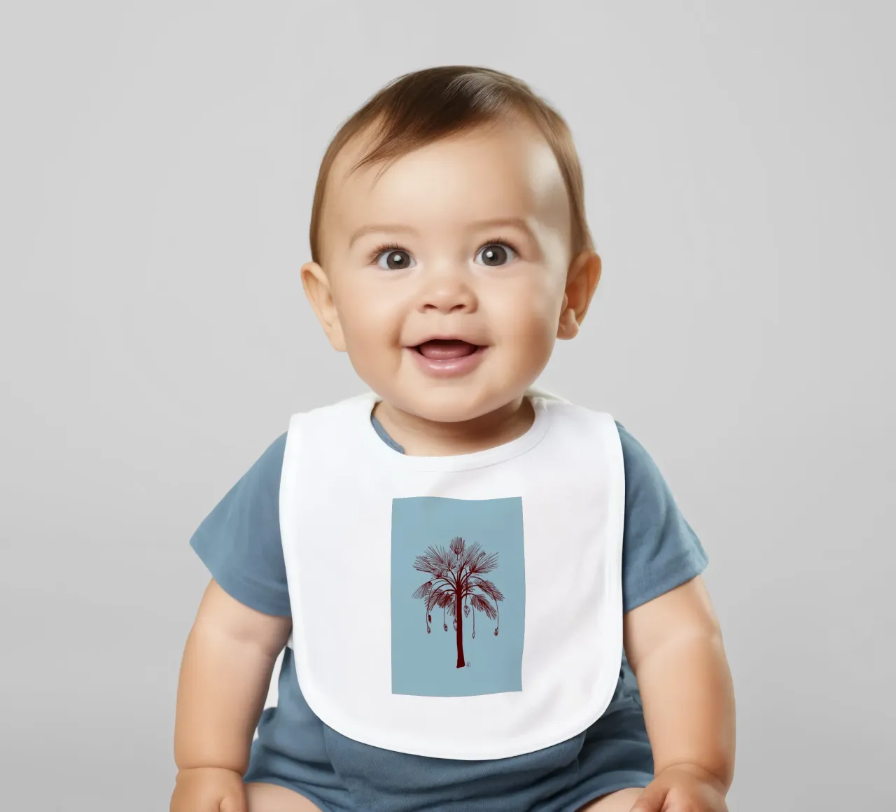 CALM BLUE PALM TREE bavaglino da Sandra Poliakov