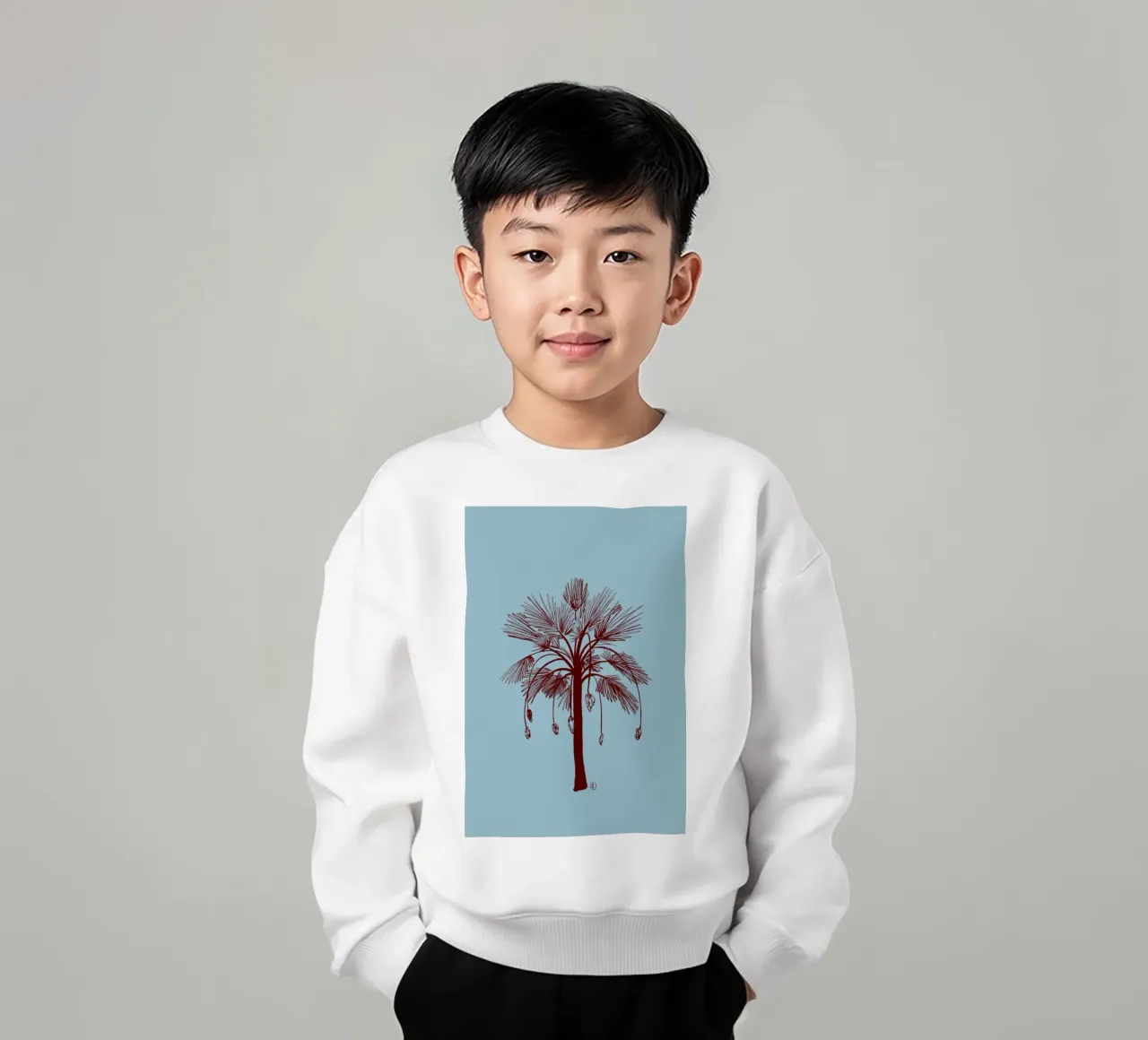CALM BLUE PALM TREE felpa bambino da Sandra Poliakov