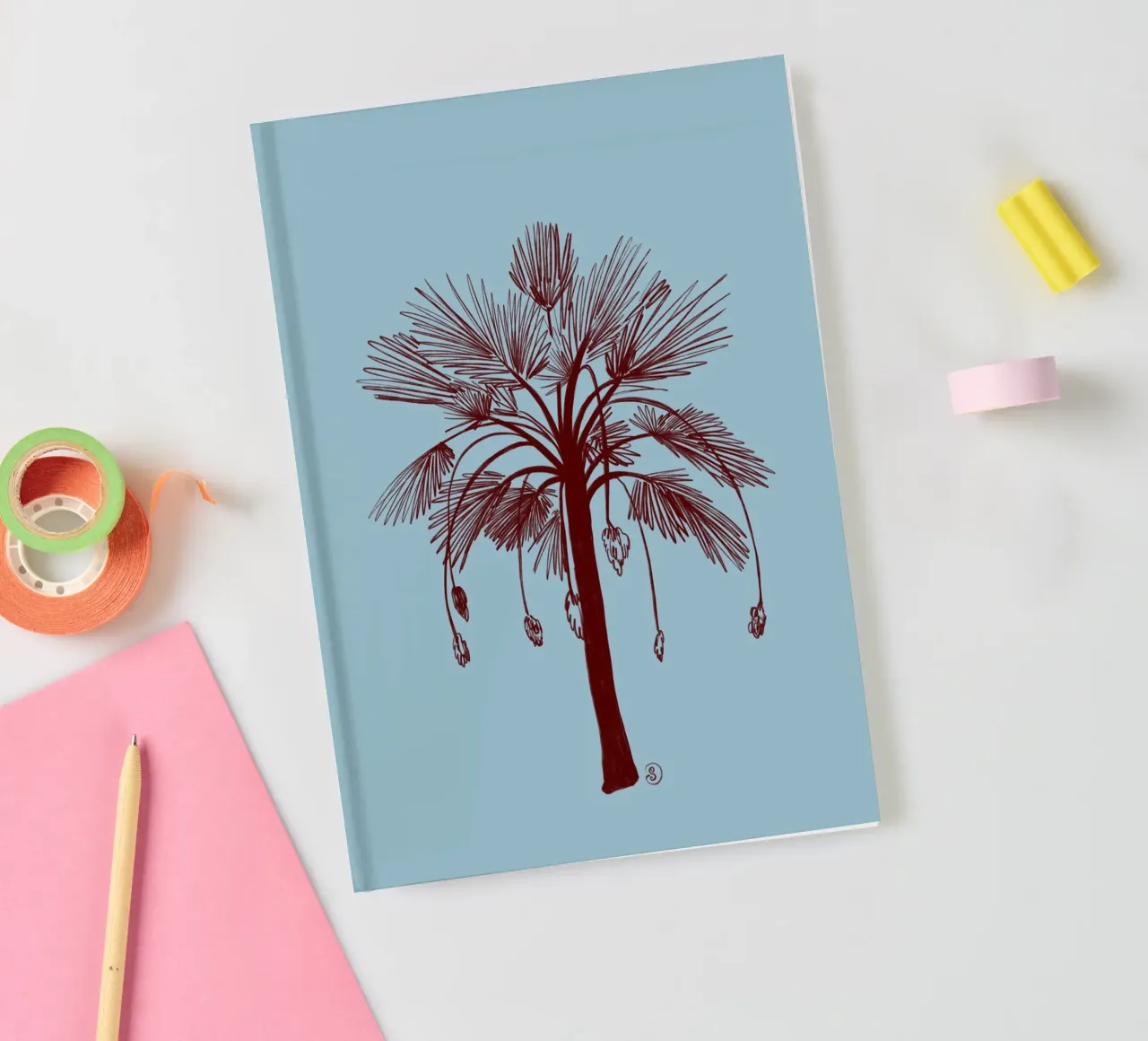 CALM BLUE PALM TREE notebook by Sandra Poliakov