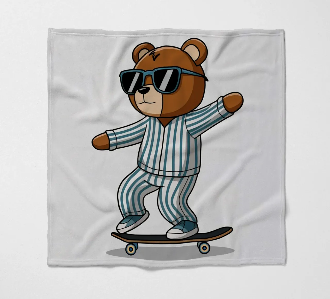 Bear Skateboarding fleece blanket by logic
