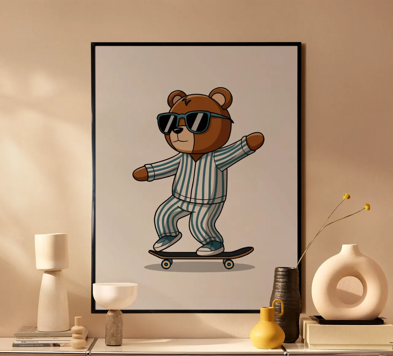Bear Skateboarding poster by logic