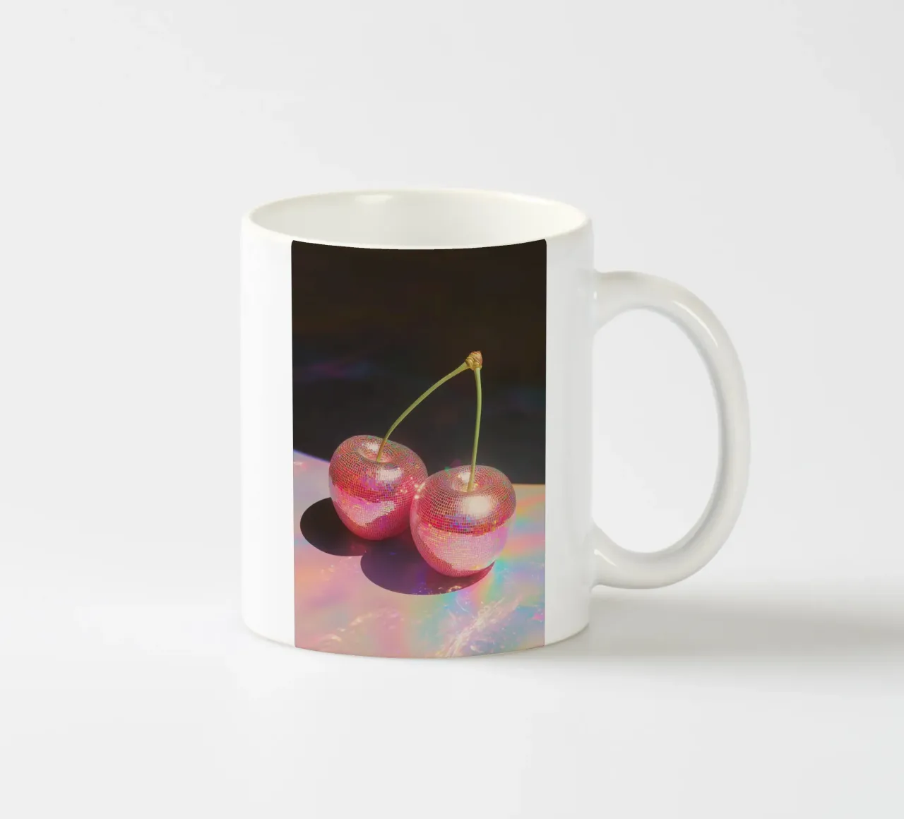 Disco Red Cherry Art tazza in ceramica da Melloi Art Print