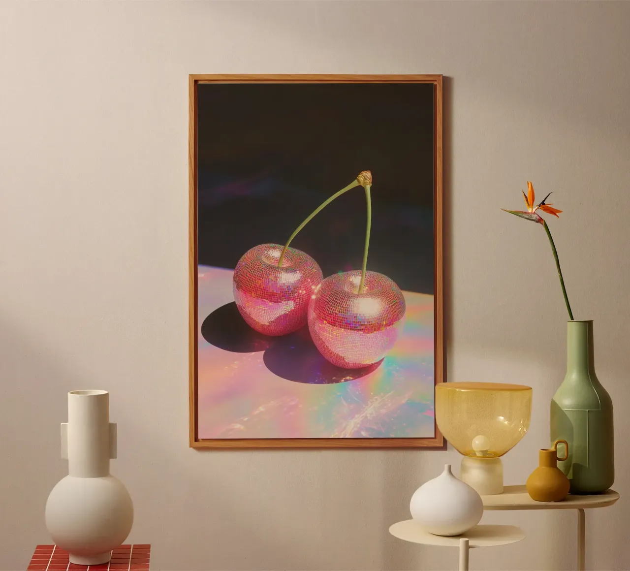 Disco Red Cherry Art alluminio dibond da Melloi Art Print