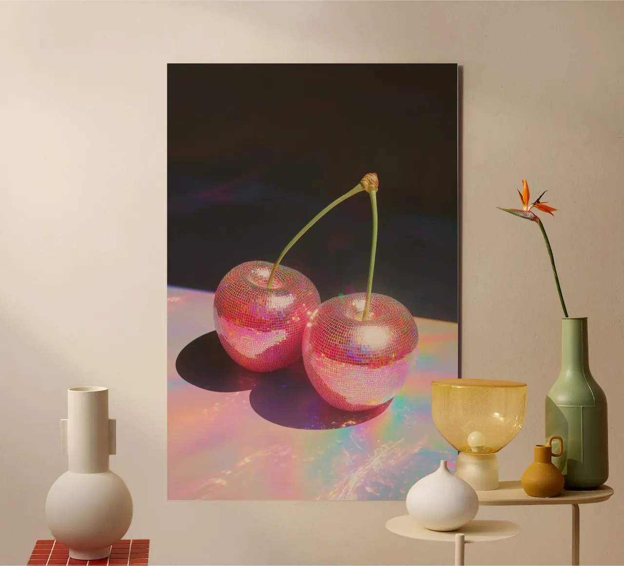 Disco Red Cherry Art alluminio dibond da Melloi Art Print