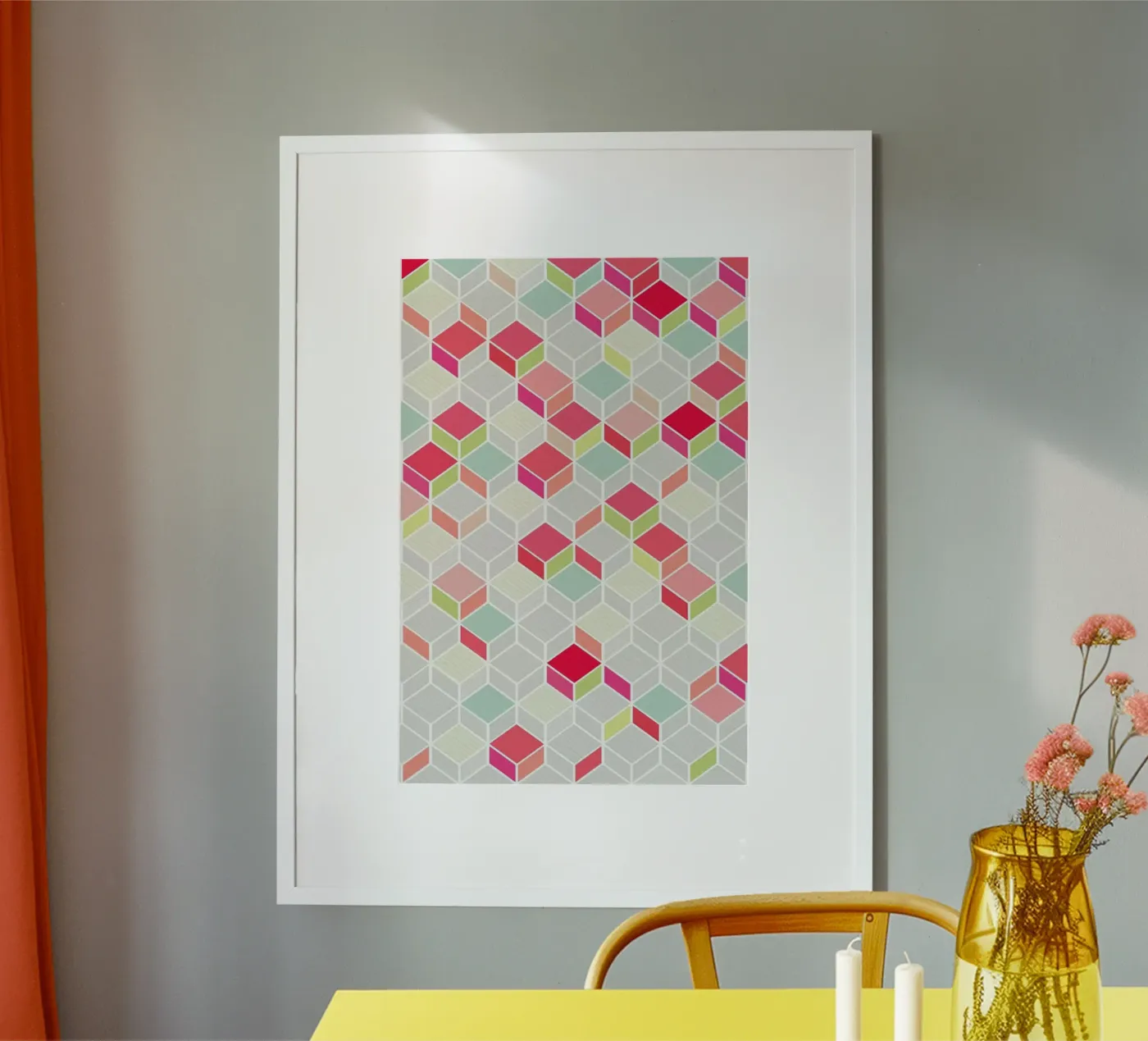 Cube Pink poster van Kind of Style