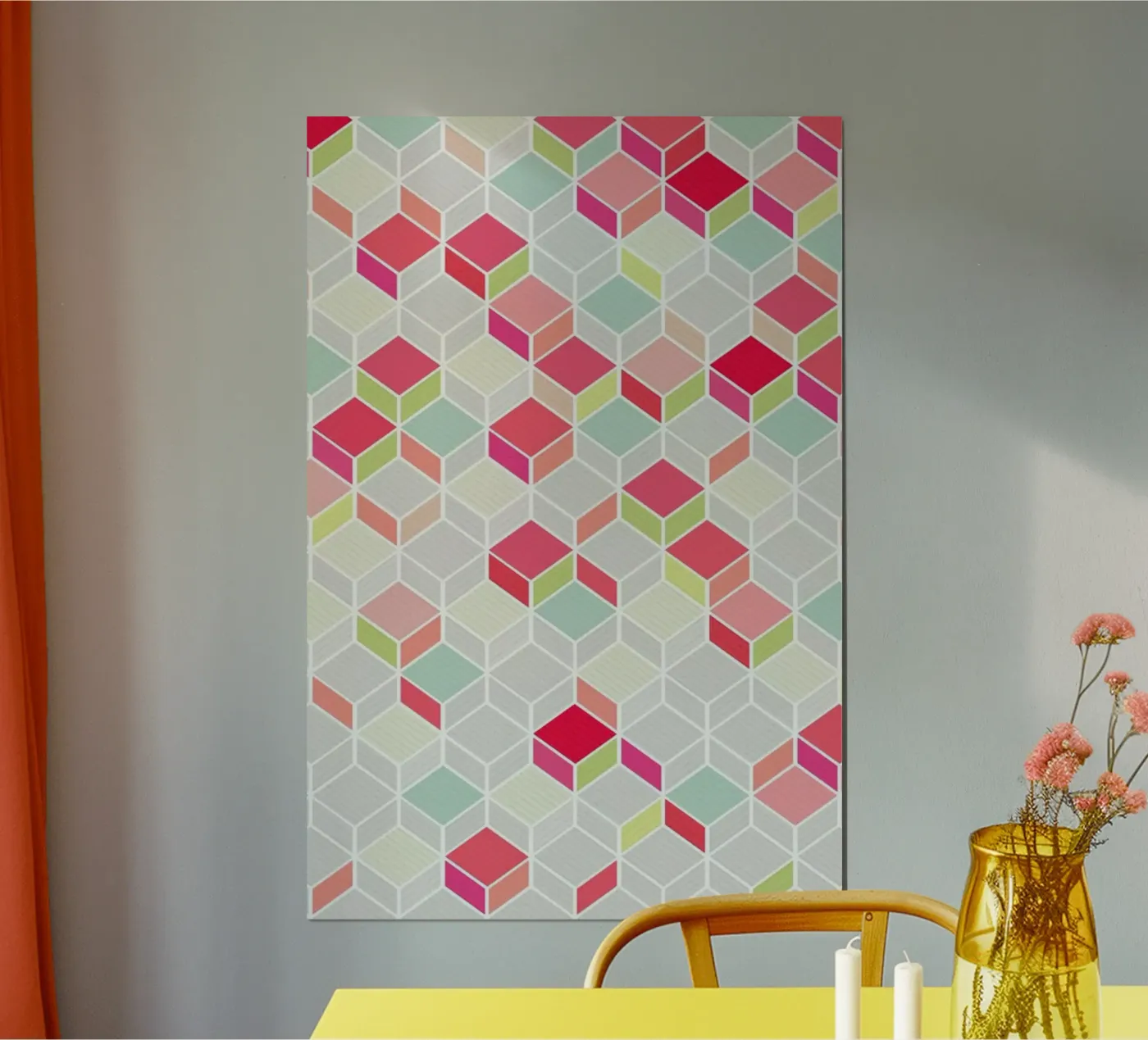 Cube Pink poster van Kind of Style