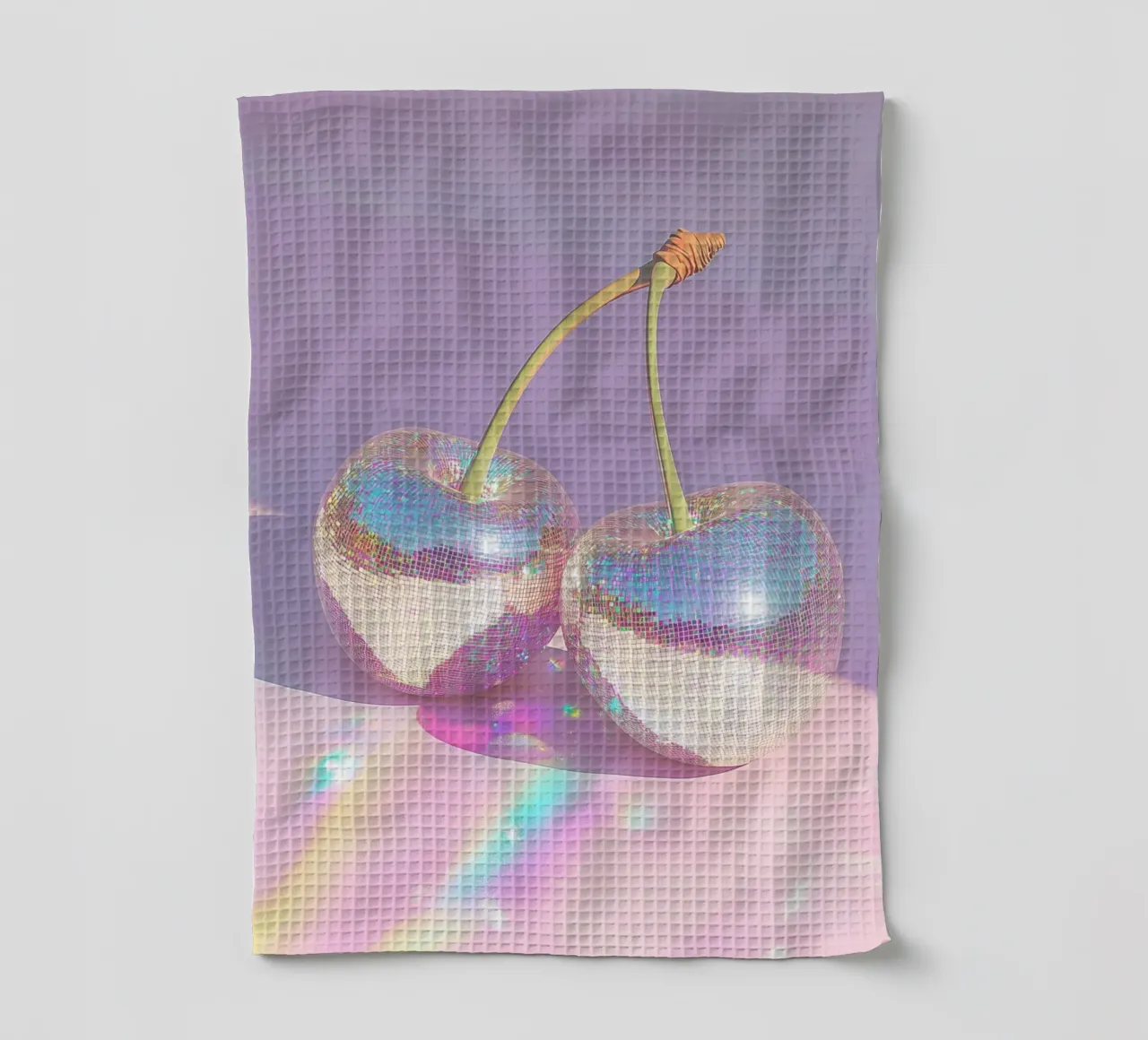 Ciliegie frizzanti a palla da discoteca canovaccio da cucina da Melloi Art Print