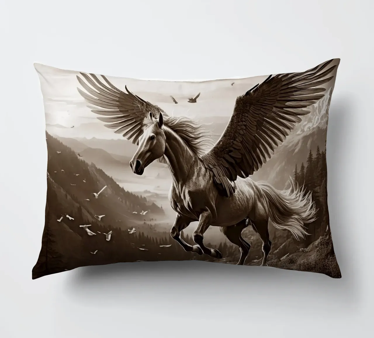 CHEVAL AILE 2. Sépia decorative cushion by Thierry vobmann photography