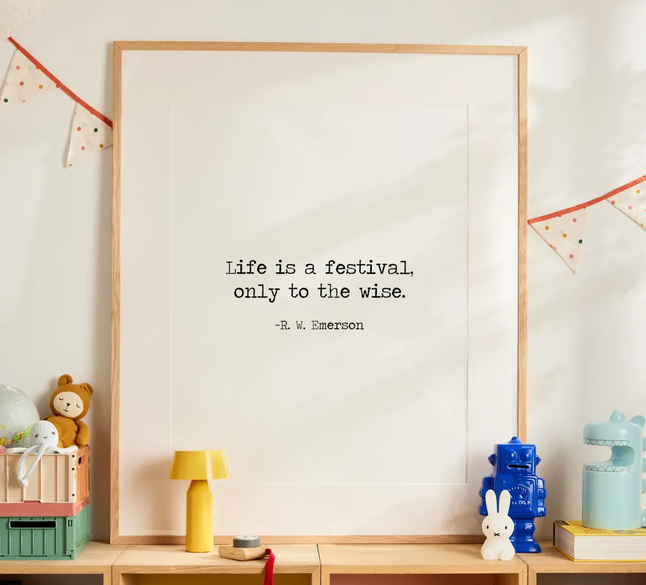 La vita è una festa per i saggi, Ralph Waldo Emerson Citazione poster con telaio in alluminio da Summer Soul Co. - Quotes