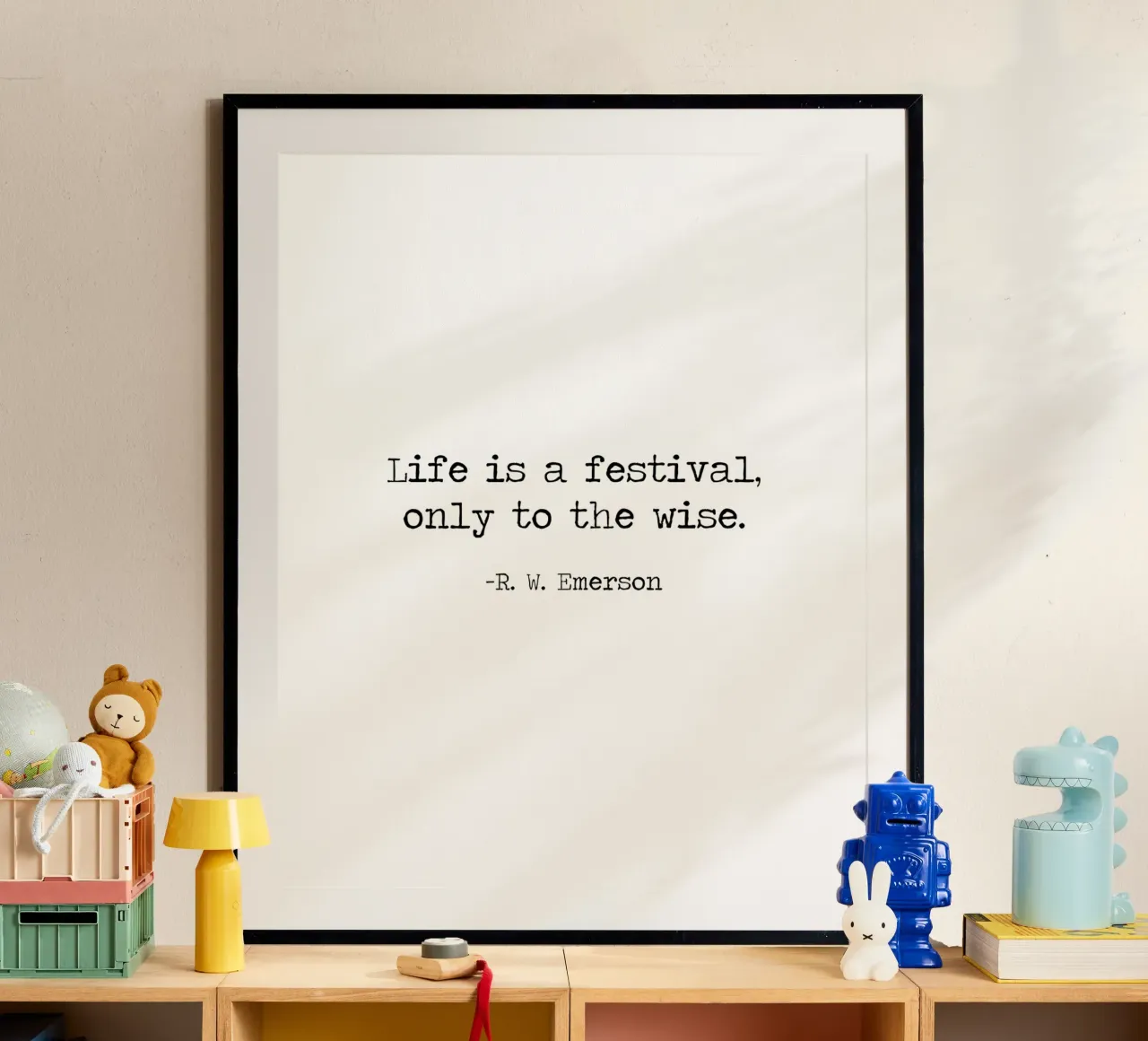 La vita è una festa per i saggi, Ralph Waldo Emerson Citazione poster con telaio in alluminio da Summer Soul Co. - Quotes