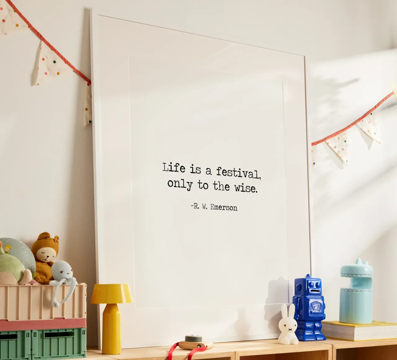 La vita è una festa per i saggi, Ralph Waldo Emerson Citazione poster con telaio in alluminio da Summer Soul Co. - Quotes
