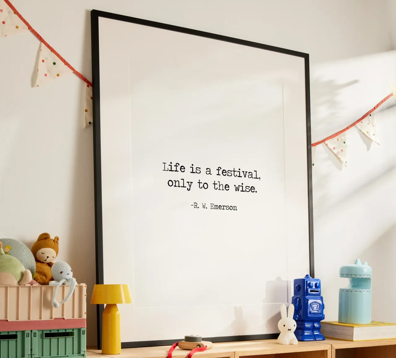 La vita è una festa per i saggi, Ralph Waldo Emerson Citazione poster con telaio in alluminio da Summer Soul Co. - Quotes