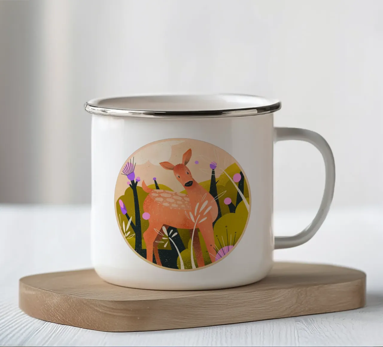 Cervi stupiti in giardino tazza in smalto da Bold & Beautiful