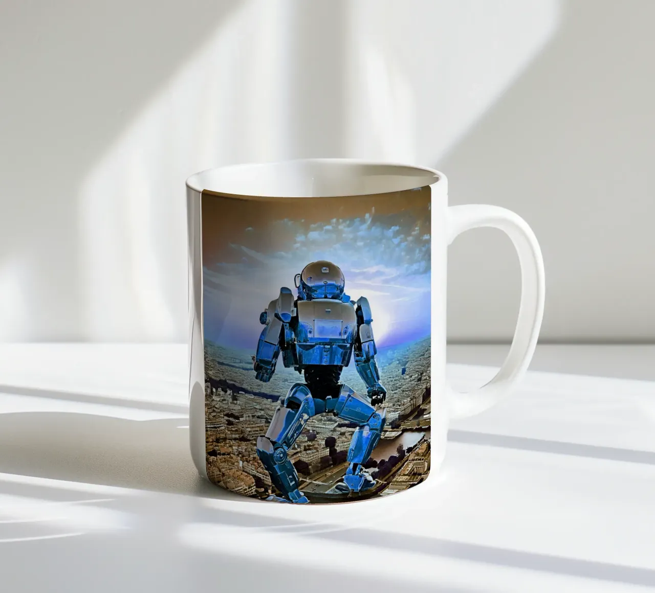 COUCHER DE SOLEIL SUR PARIS. Blue et Sépia mug en céramique de Thierry vobmann photography