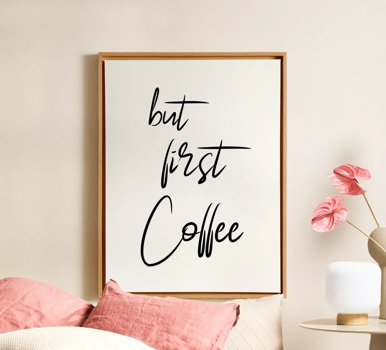 Ma prima il caffè - La scrittura a mano tela con Cornice a cassetta da pierosvisuals