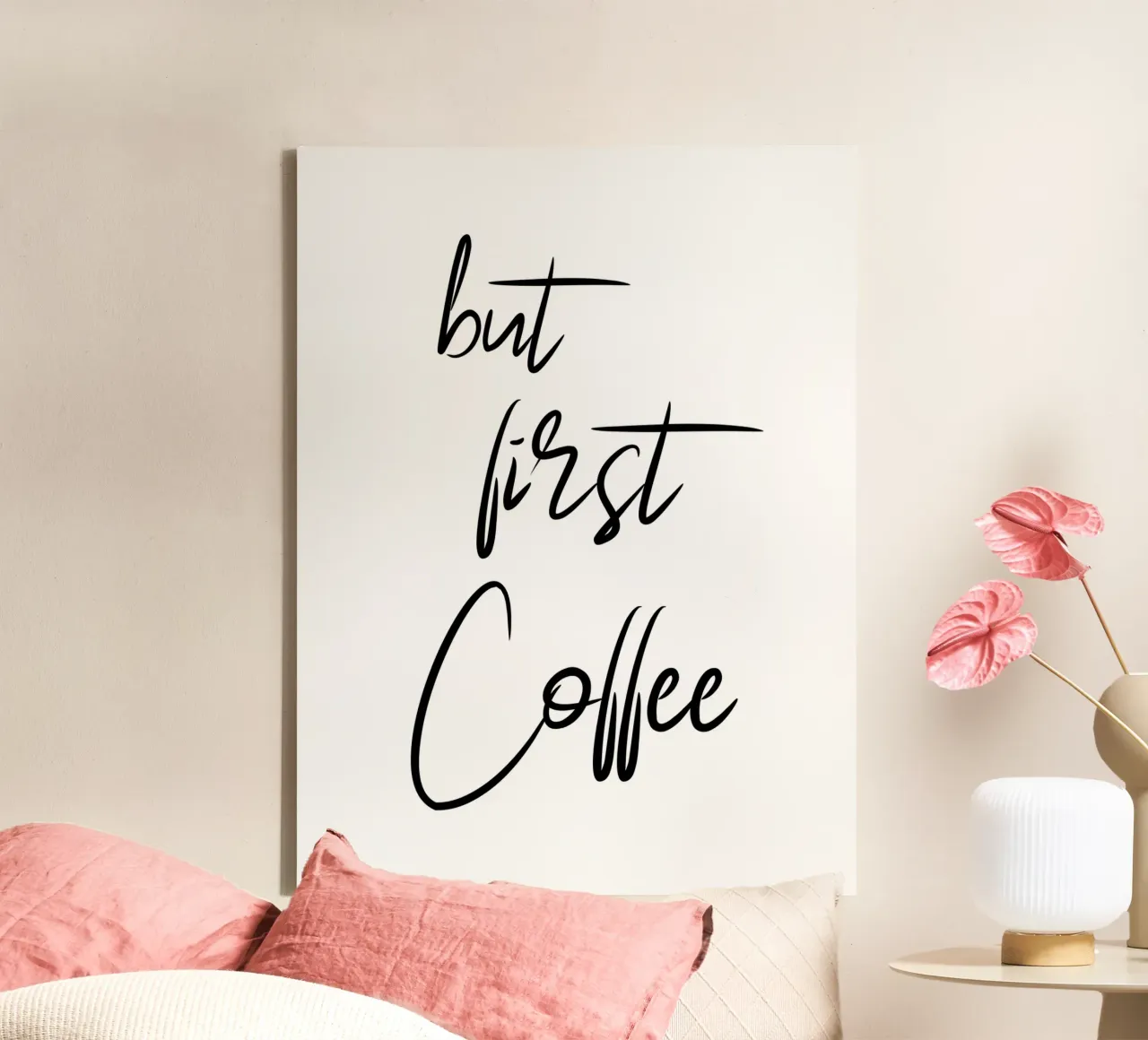 Ma prima il caffè - La scrittura a mano tela con Cornice a cassetta da pierosvisuals