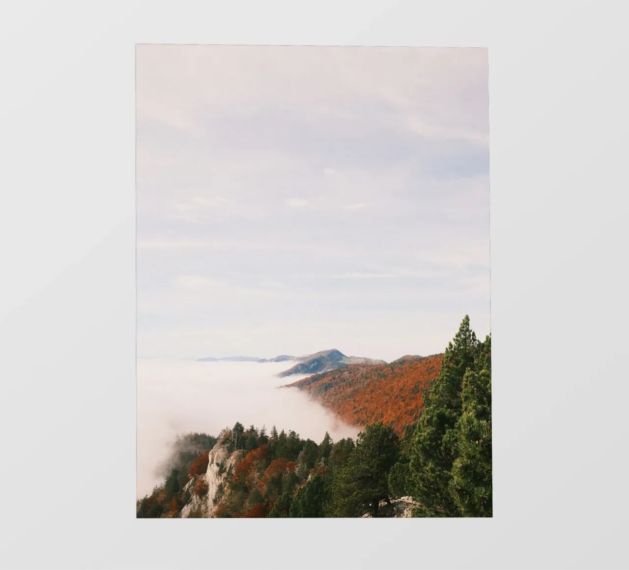 Misty Mountain View in Autumn pellicola backlit da FujiSwiss