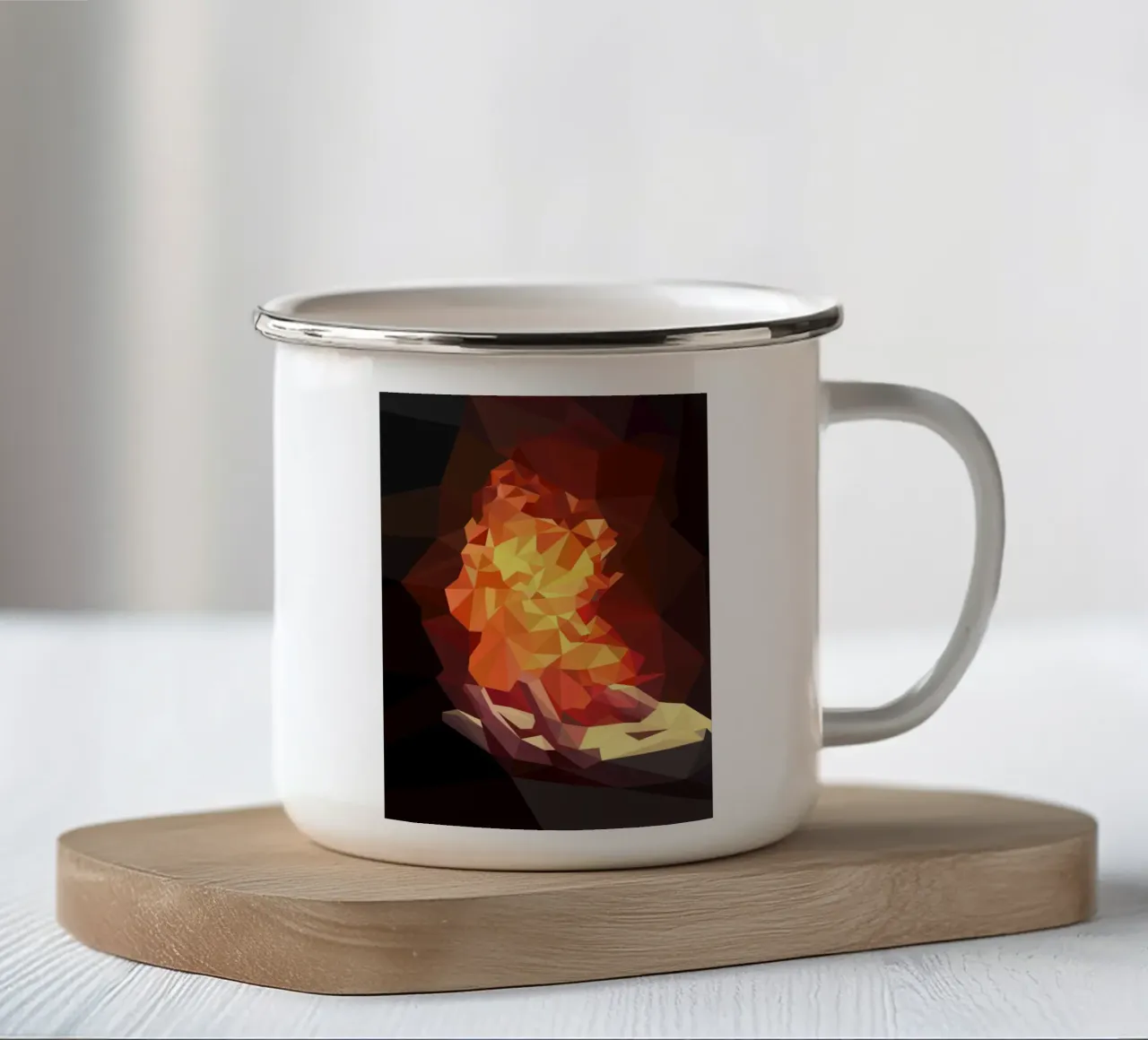 abstract fire hand tazza in smalto da Low poly art