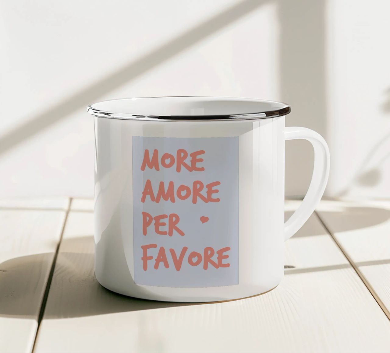 More Amore Per Favore tazza in smalto da pierosvisuals