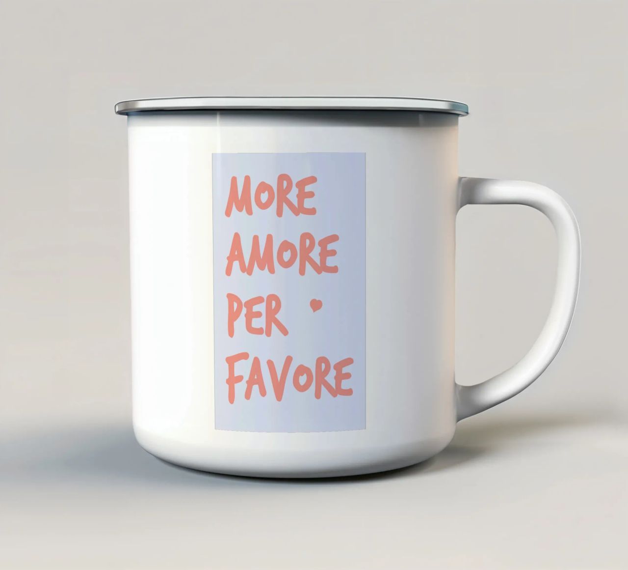 More Amore Per Favore tazza in smalto da pierosvisuals