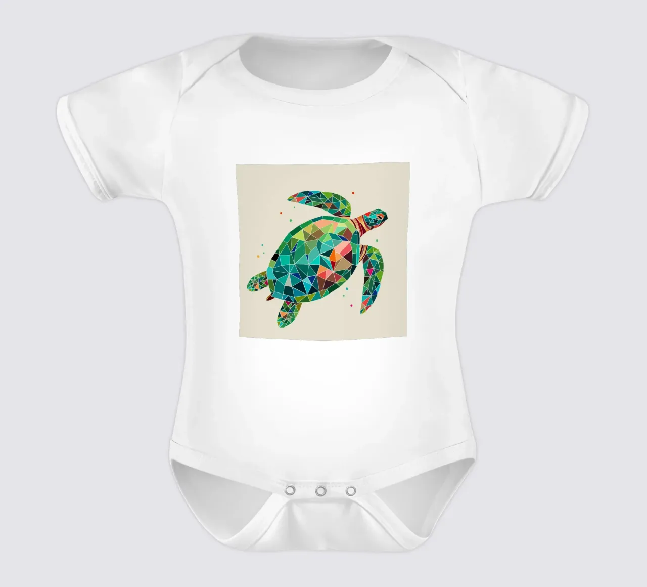 Tartaruga geometrica - Design marino colorato body neonato maniche corte da namosh