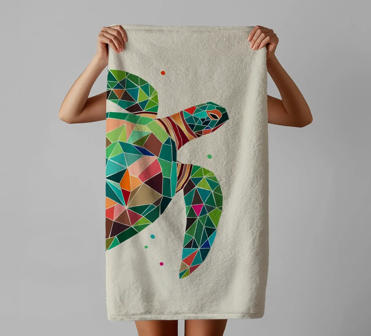 Geometric turtle - Colourful sea design towel by namosh