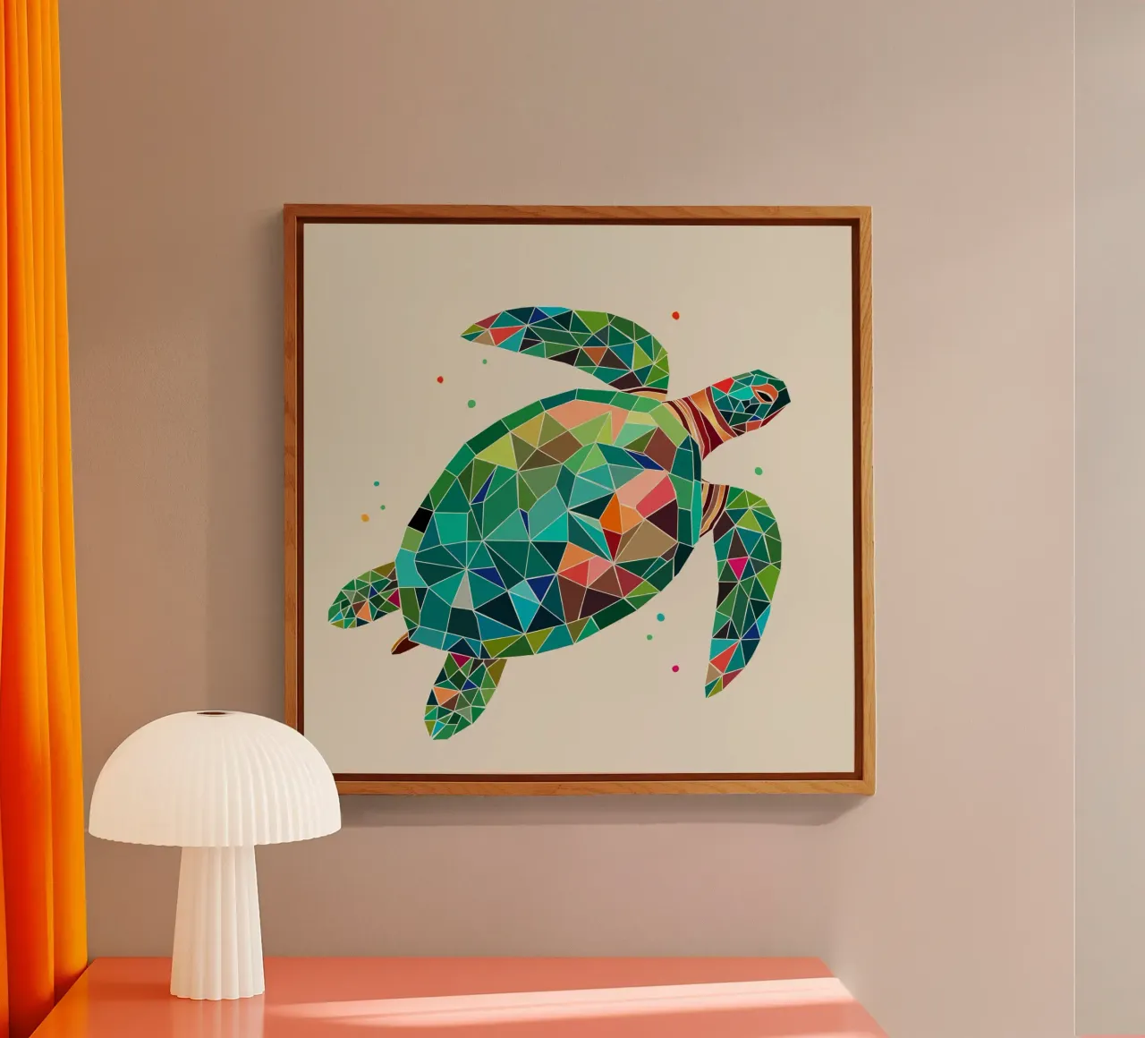 Geometric turtle - Colourful sea design acrylic glass by namosh