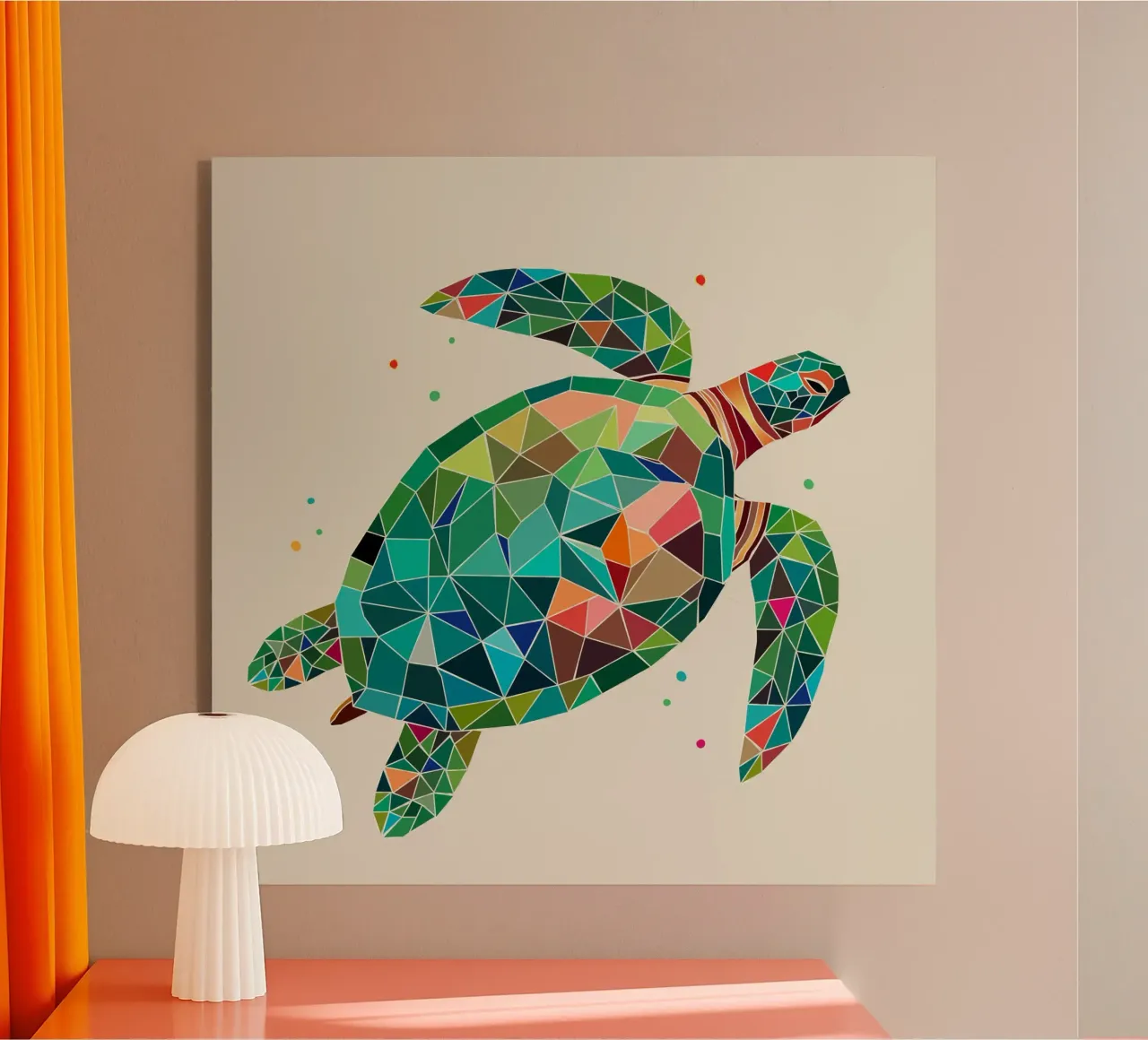 Geometric turtle - Colourful sea design acrylic glass by namosh